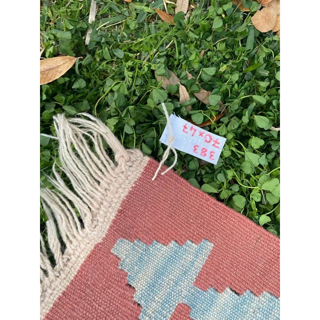 Beige Turkish Vintage Geometric Pattern Kilim Rug For Sale - Image 8 of 9