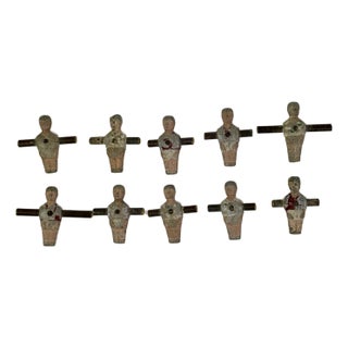 Antique Set of 10 Salvaged Foosball Metal Soccer Players From Portugal, Sports Memorabilia For Sale