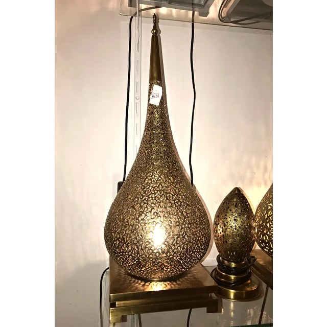 Moroccan 1980s Decorative Moroccan Embossed Brass Floor Lamp For Sale - Image 3 of 10