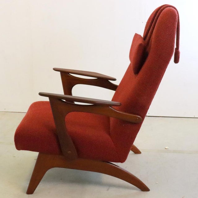 Set of Red Armchair with Footstool For Sale - Image 13 of 18