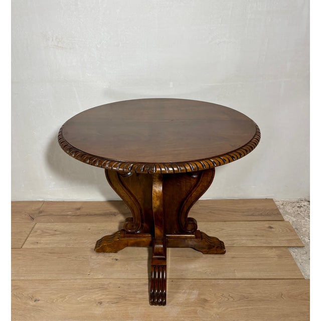 Brown Neoclassical Revival Round Walnut Side Table, 1920s For Sale - Image 8 of 11