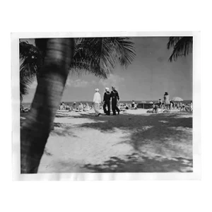 1941 Sailors Walk on the Beach in Miami Photograph