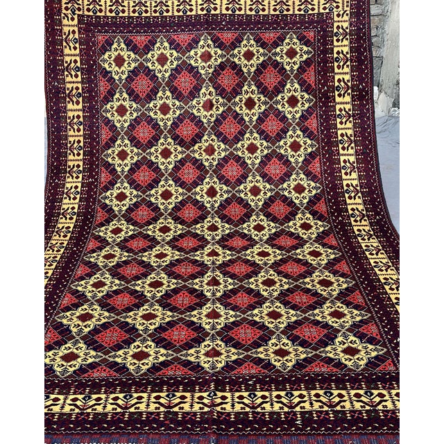 Afghan Aqcha Turkmen Hand-Knotted Wool Rug, 9'10" X 6'6" For Sale - Image 11 of 12