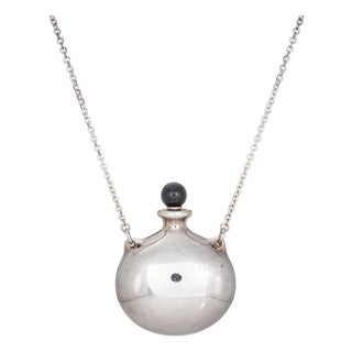 Tiffany & Co Round Bottle Pendant 28" Necklace Sterling Silver Elsa Peretti For Sale