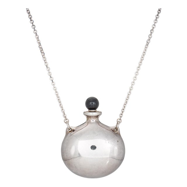 Tiffany & Co Round Bottle Pendant 28" Necklace Sterling Silver Elsa Peretti For Sale