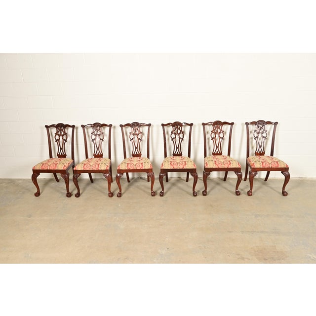 Ethan Allen Ethan Allen Chippendale Carved Mahogany Dining Chairs, Set of Six For Sale - Image 4 of 12