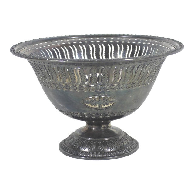 Antique Barker-Ellis Silver Plated Pedestal Sugar Basket Bowl Small Trinket Dish Catchall Candy Dish, Silver Plated Bowl For Sale