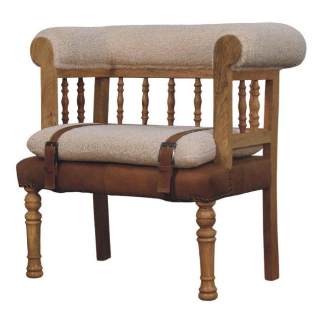 This statement bench combines heritage craftsmanship with textural contrast. Built from mango wood in an oak-inspired...
