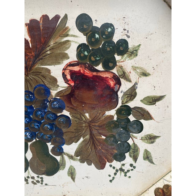 Vintage Hand Painted Still Life Fruits Roses Fall Colors Tray For Sale - Image 6 of 8