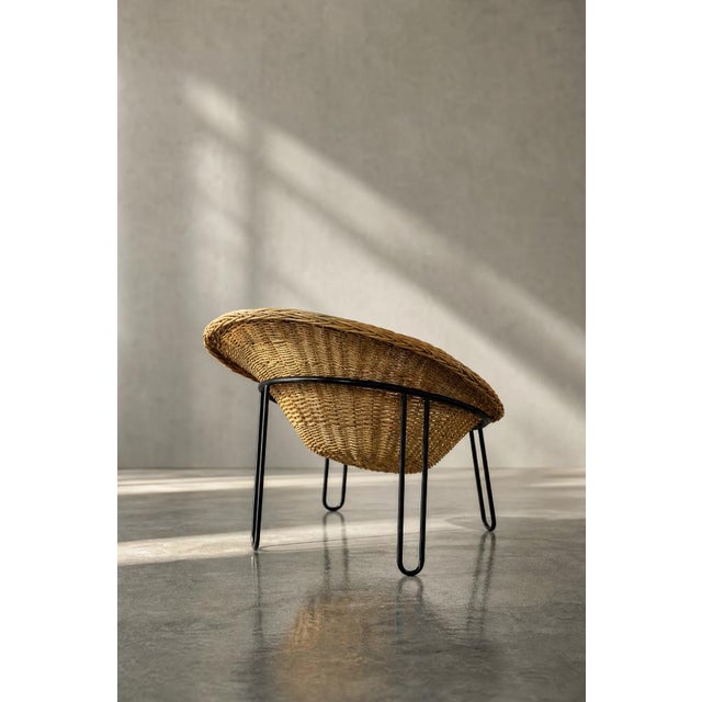 1950s Vintage Italian Modern Boho Rattan Spherical Bowl Chair, 1950s For Sale - Image 5 of 18