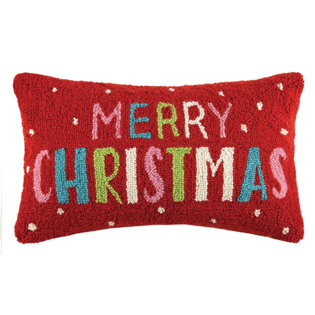 A festive way to spruce up your home for the holidays or would make a wonderful gift. 100% wool hooked throw pillow /...