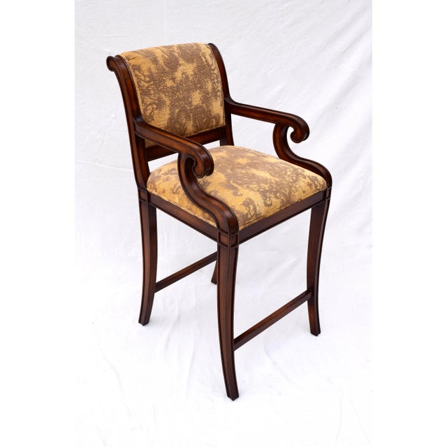 English Nancy Corzine Regency Bar Stools, English Walnut, Counter Height For Sale - Image 3 of 12