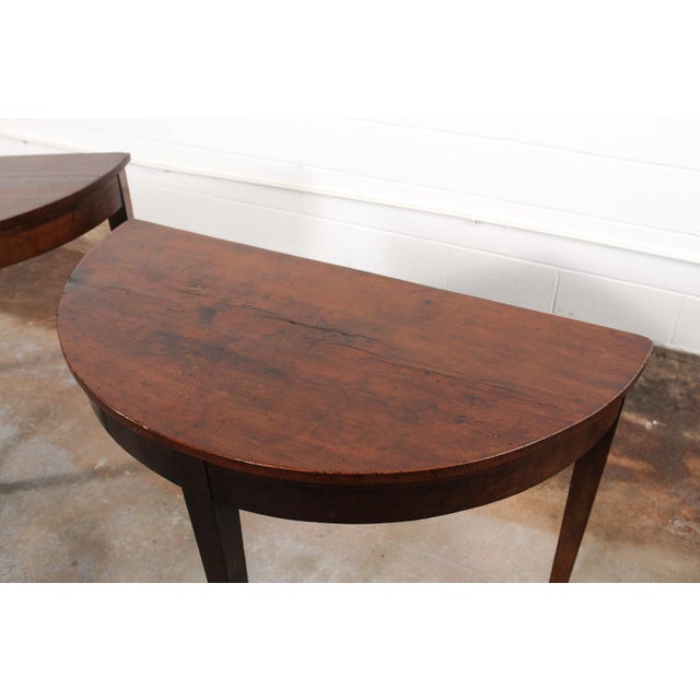 19th Century Pair of 19th C. Italian Demi-Lune Consoles For Sale - Image 5 of 11