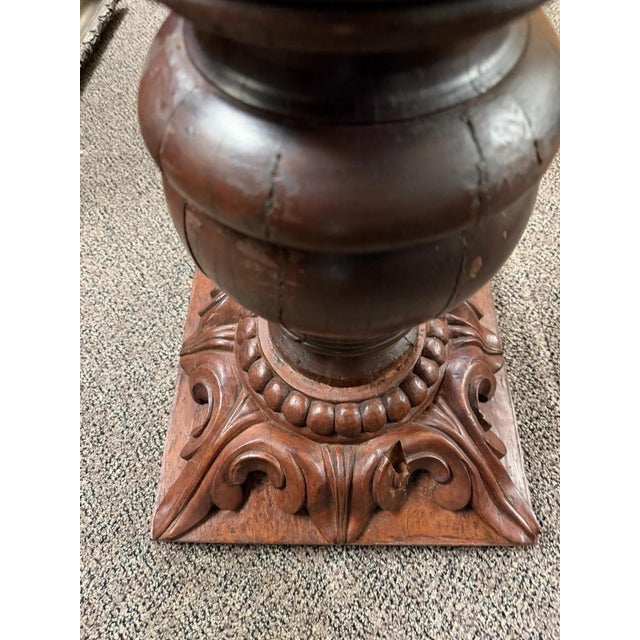 Antique American Empire Carved Mahogany Cannonball Paw Foot Pedestal Table Base For Sale - Image 15 of 18