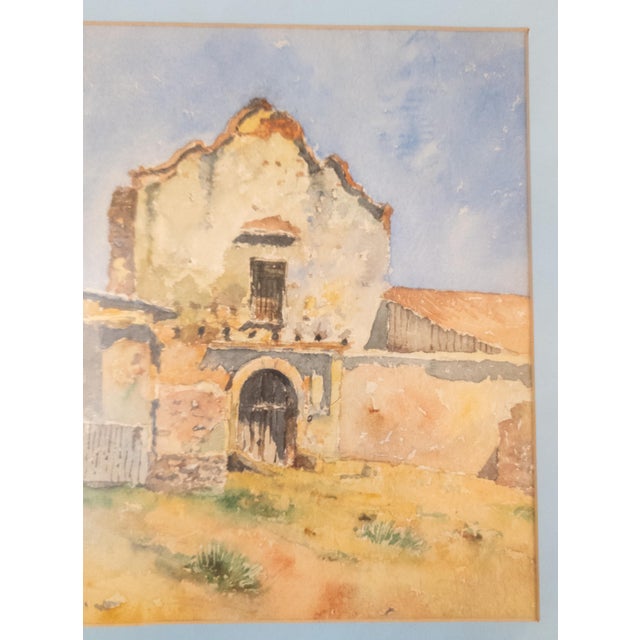 19th Century American Southwestern Watercolor Painting of San Diego California Mission For Sale - Image 9 of 14