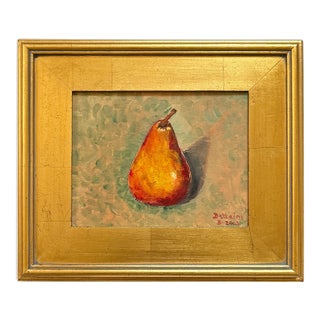 Painting of a Pear by John Battaini, Framed For Sale