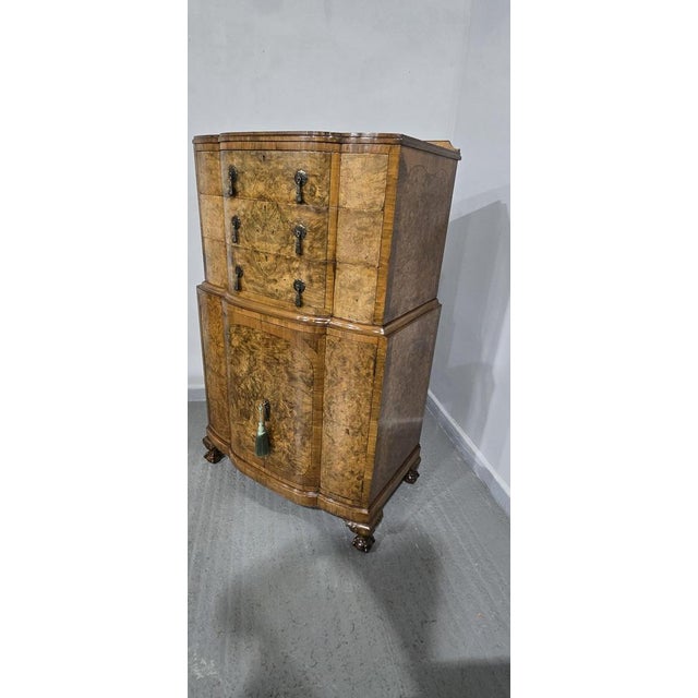 Burr Walnut Linen Press For Sale - Image 11 of 18