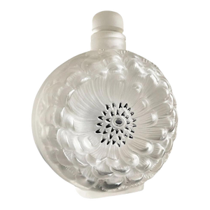 Large Signed Lalique French Crystal Dahlia Perfume Bottle