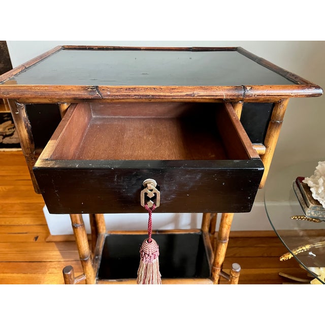 Wood Aesthetic Movement Bamboo and Lacquer Early 20th Century Side Table For Sale - Image 7 of 12