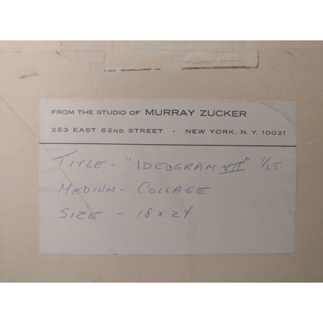 Contemporary Murray Zucker, Rare Collage "Ideogram VII" For Sale - Image 3 of 4