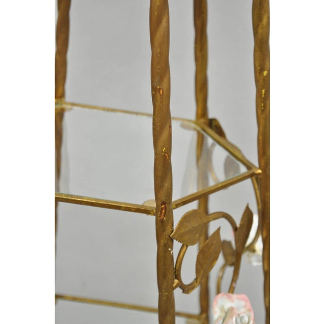 Vintage Italian Hollywood Regency Gold Tole Metal 4 Tier Lighted Etagere Curio For Sale - Image 13 of 18