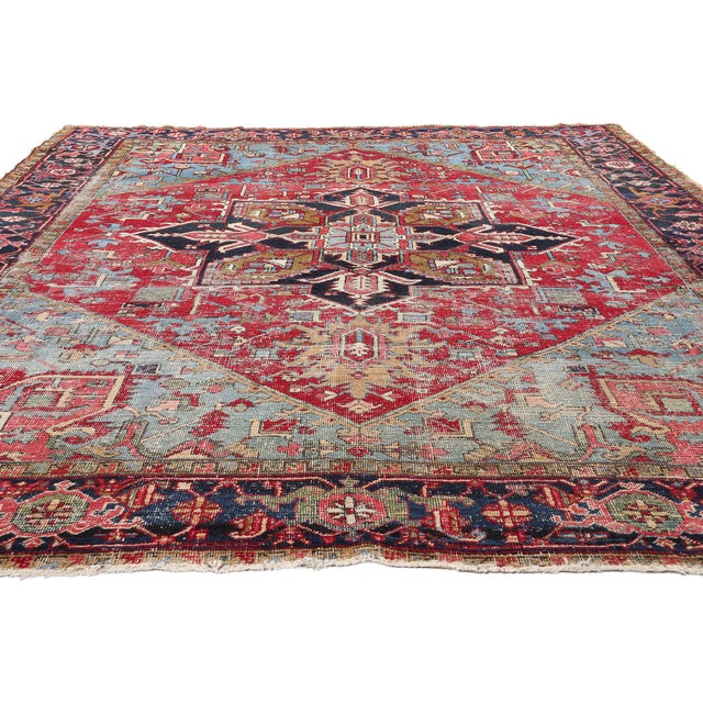 Modern Antique Persian Heriz Rug - 08'07 X 11'00 For Sale - Image 3 of 9