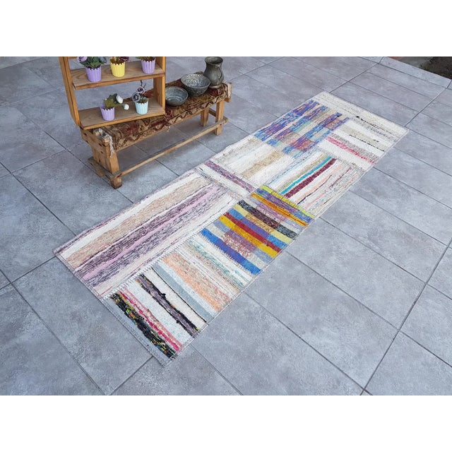 Turkish Mid 20th Century Oushak Handknotted Anatolian Runner For Sale - Image 3 of 10