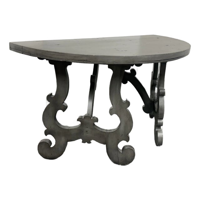 Late 19th Century Spanish Baroque Demi-Lune Console Table For Sale