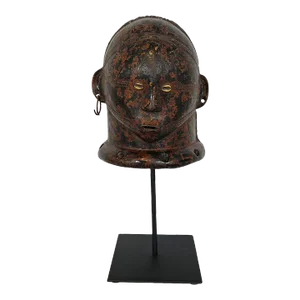Antique Tanzania Helmet Mask on Stand