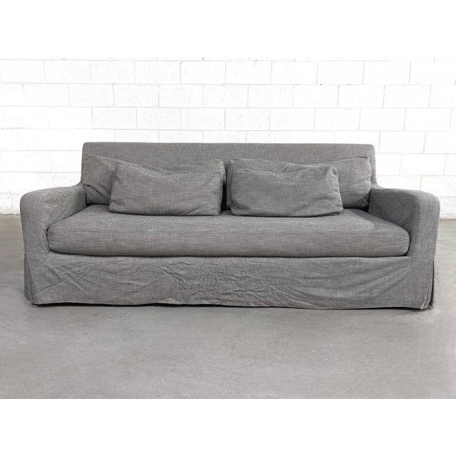 Restoration Hardware Belgian Slope Arm Linen Slipcover Sofa Chairish