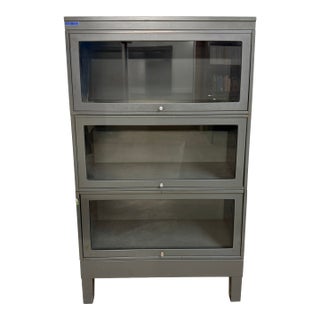 Vintage Industrial Steel Three-Stack Barrister Bookcase, u.s. Government Provenance For Sale