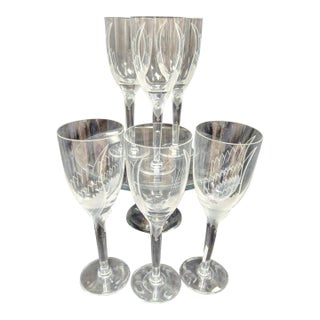 1940s Lalique Crystal Angel Champagne Flutes- Set of 6 For Sale