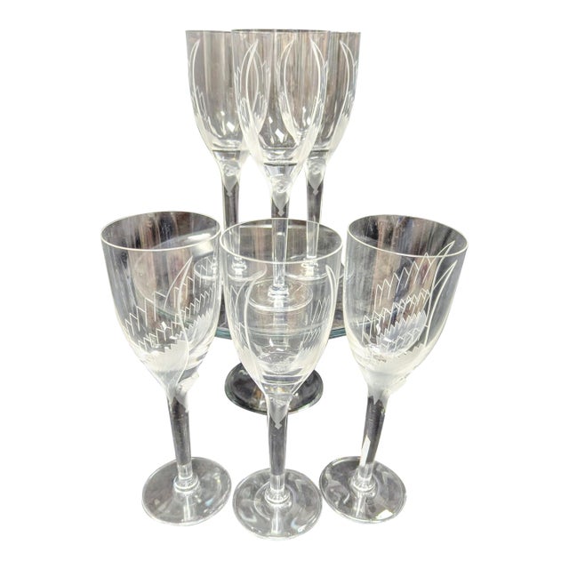 1940s Lalique Crystal Angel Stemware - Set of 6 For Sale