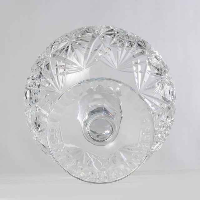 Glass Mid 20th Century Cut Crystal Compote For Sale - Image 7 of 7