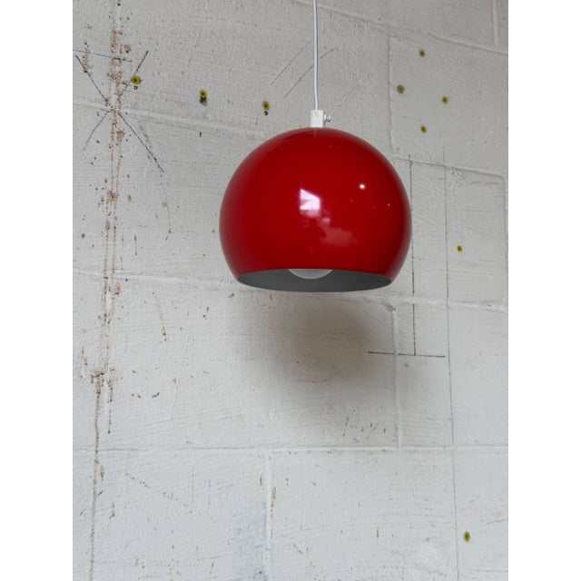 1970s Mid-Century Modern Louis Poulsen Red Globe Metal Pendant Light Space Age Ceiling Lamp Danish For Sale - Image 9 of 10