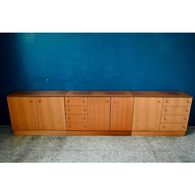 Vintage Modular Sideboard Light Wood Veneer and Brass, 1970s For Sale - Image 18 of 18