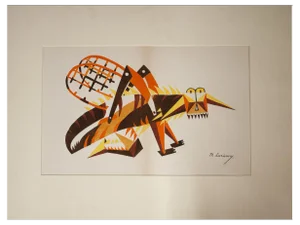 Lithograph Cyle of the Cricket for the Ballet Natural Stories attributed to Mikhail Larionov, 1916