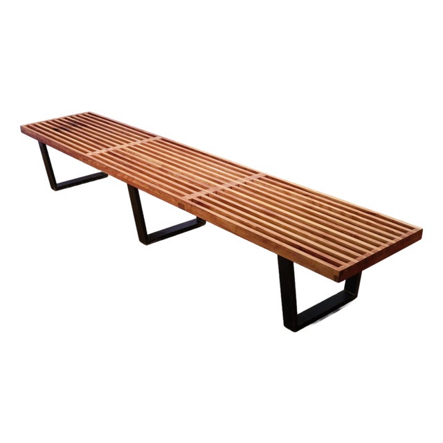 Mid-Century George Nelson Herman Miller Long Slatted Platform Bench in Birch For Sale