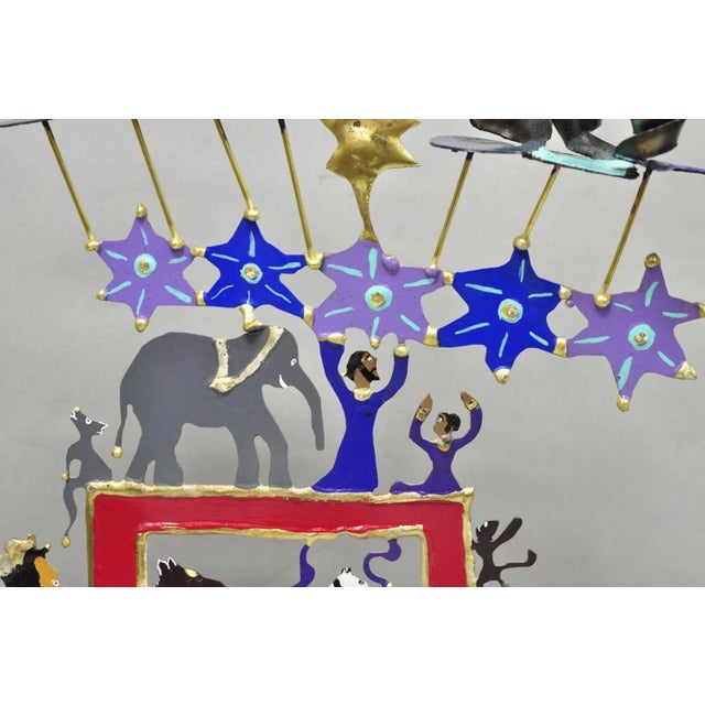 Late 20th Century Modern Noah's Ark Cut Steel Judaica Art Hannukah Menorah Candelabra Sculpture For Sale - Image 5 of 18