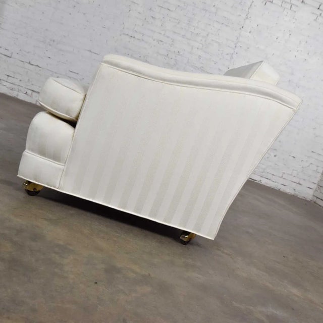 Mid-Century Modern Off White Tone on Tone Stripe Lounge Chair on Rolling Casters For Sale - Image 6 of 13