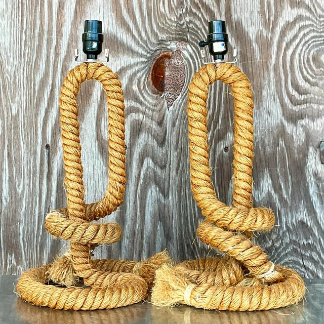 Vintage Boho Twisted Rope Table Lamps - a Pair For Sale - Image 4 of 8
