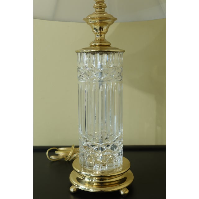 Waterford Crystal & Brass Large Table Lamp W. Shade Chairish