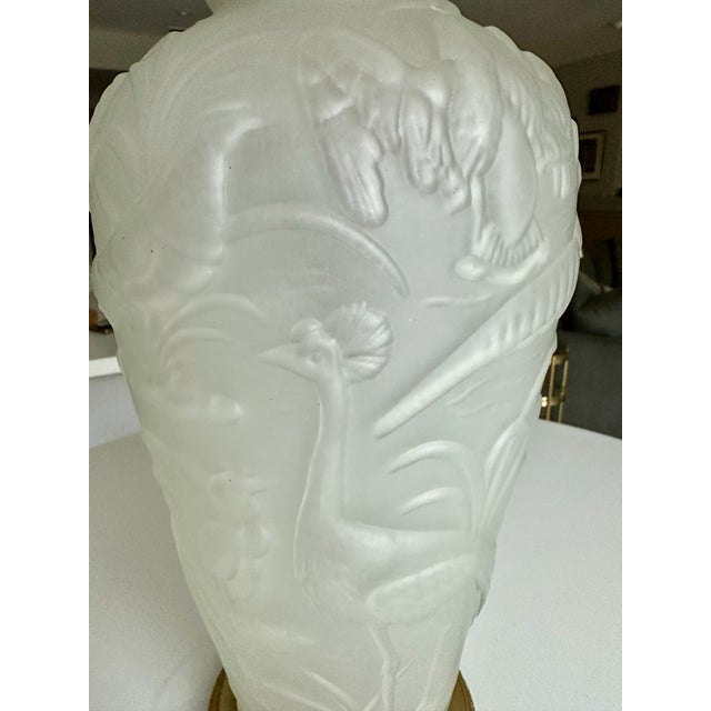 Single Chinoiserie Satin Glass Muller Freres Style Table Lamp For Sale - Image 14 of 15