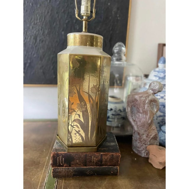 Vintage Gold and Cream Chinoiserie Lamp For Sale In Chicago - Image 6 of 8