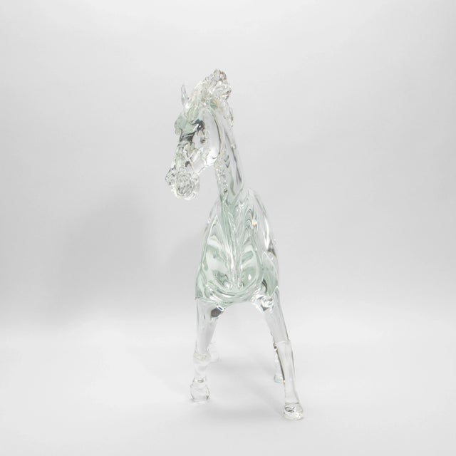 Transparent Hand Blown Murano Horse Sculpture For Sale - Image 8 of 11
