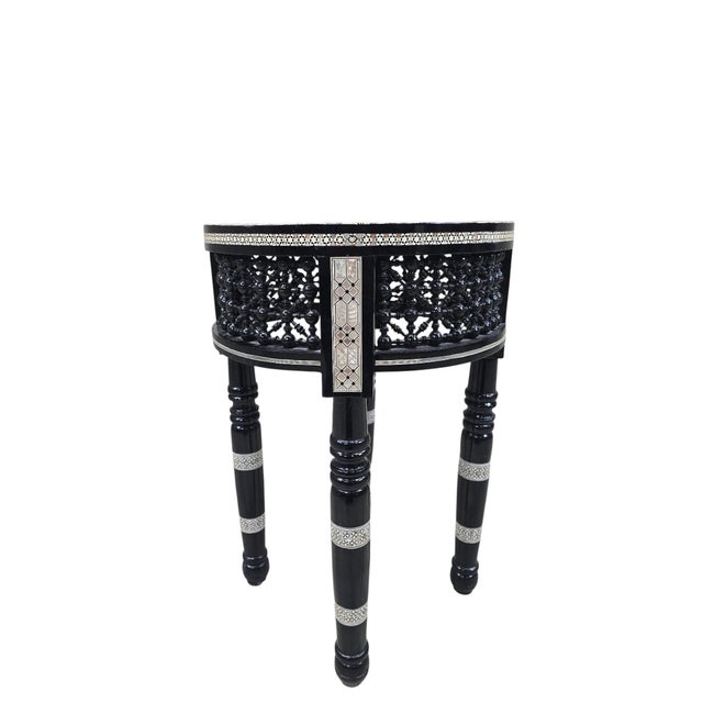 Vintage Moroccan Marquetry Side Tables With Mother-of-Pearl Inlay – Pair For Sale - Image 10 of 11