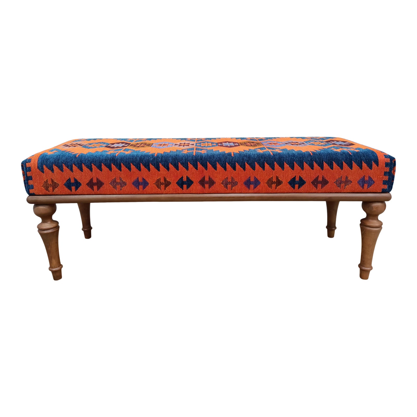 Kilim Rug Upholstered Ottoman Bench | Chairish