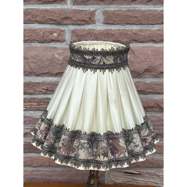 Metal Empire Brass Table Lamp with Fabric Shade, 1960s For Sale - Image 7 of 9