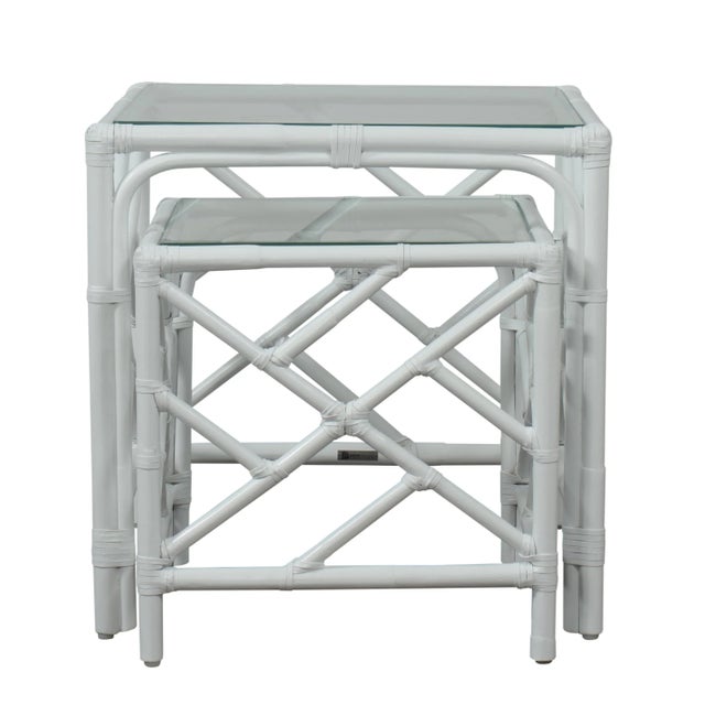 White Chippendale Nesting Tables - White For Sale - Image 8 of 9
