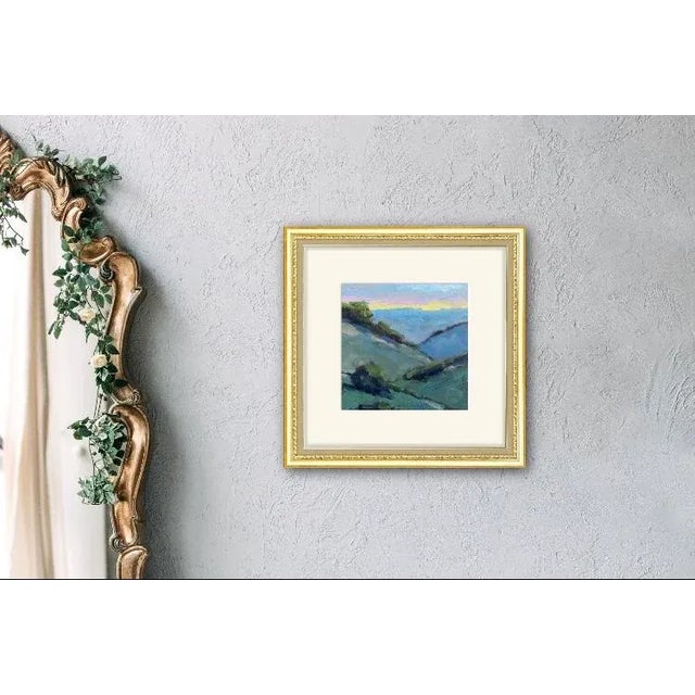 Quiet Places & Journeys — Mt. Diablo Sunset Original oil painting by L. Haas, 6 x 6 in unframed gessoed masonite panel,...